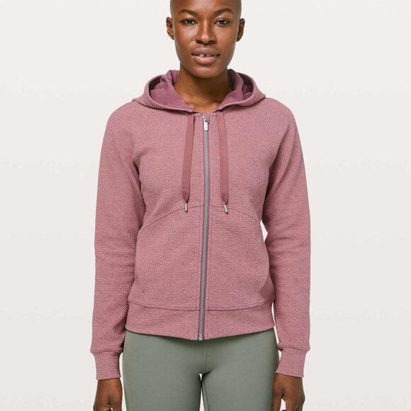 Lululemon Catch A Moment Zip Hoodie Heathered Merlot Size 12 - Picture 13 of 16